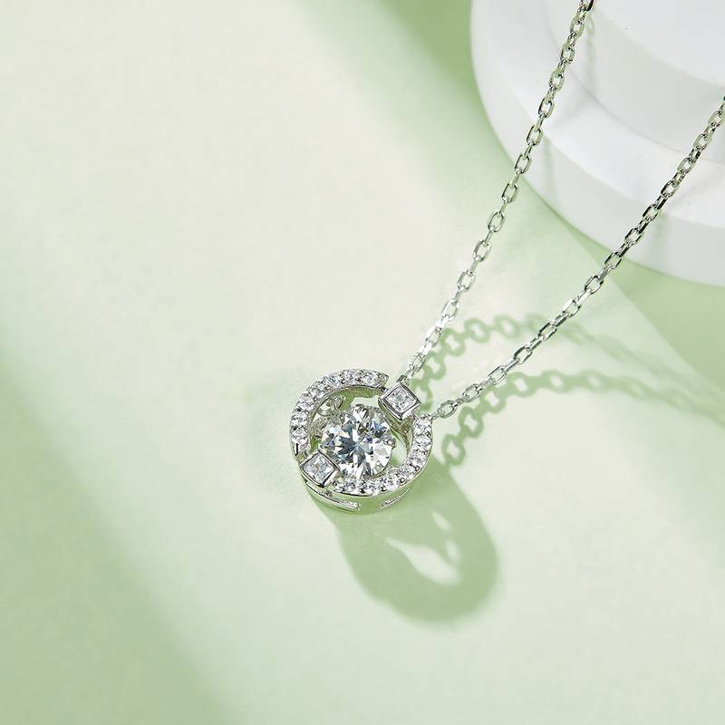 Dynamic Dream S925 Silver Plated Platinum Moissanite Diamond Necklace 50 Points D-Class